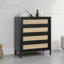 טען את התמונה לגלריה , קומודת ארבע מגירות בסגנון ראטן