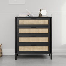 טען את התמונה לגלריה , קומודת ארבע מגירות בסגנון ראטן
