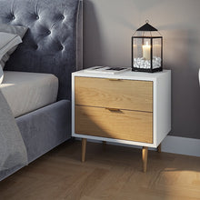 טען את התמונה לגלריה , שידת צד בצבע לבן מגירות בצבע אלון