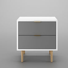 טען את התמונה לגלריה , שידה בצבע לבן עם מגירות אפורות