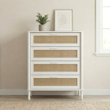 טען את התמונה לגלריה , קומודת ארבע מגירות בסגנון ראטן