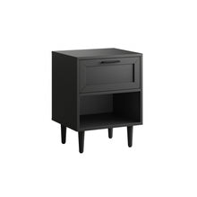 טען את התמונה לגלריה , שידת לילה מודרנית המשלבת מגירה ומדף בצבע שחור