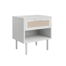 טען את התמונה לגלריה , שידת לילה מודרנית בסגנון ראטן הכוללת תא אחסון ומגירה רחבה - מגוון צבעים לבחירה