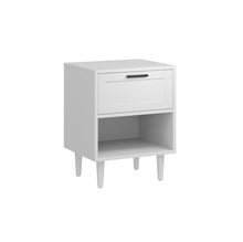 טען את התמונה לגלריה , שידת לילה מודרנית המשלבת מגירה ומדף בצבע לבן