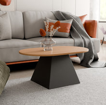 טען את התמונה לגלריה , שולחן סלון אליפטי-סטייל מודרני אלון