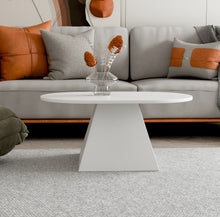 טען את התמונה לגלריה , שולחן סלון אליפטי-סטייל מודרני לבן