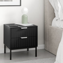 טען את התמונה לגלריה , זוג שידות צד אלגנטיות בצבע שחור עם 2 מגירות