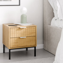 טען את התמונה לגלריה , שידת צד עם שתי מגירות בצבע אלון