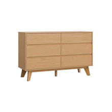 טען את התמונה לגלריה , קומודת שש מגירות מודרנית באלון