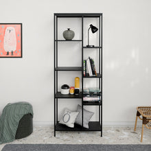 טען את התמונה לגלריה , ספריה מודרנית מדורגת לעיצוב הבית שחור