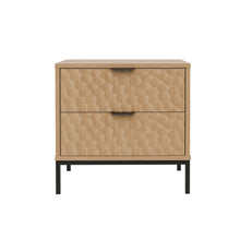 טען את התמונה לגלריה , שידת לילה יוקרתית עם 2 מגירות רחבות אלון