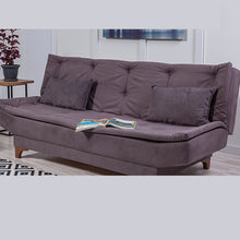 טען את התמונה לגלריה , ספה תלת מושבית נפתחת בצבע פחם