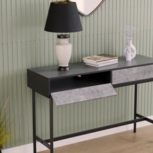 טען את התמונה לגלריה , קונסולת כניסה מרהיבה בצבע שחור עם מגירות בטון - מגירה פתוחה