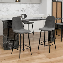 טען את התמונה לגלריה , כיסא בר מעוצב מקטיפה צבע אפור כהה