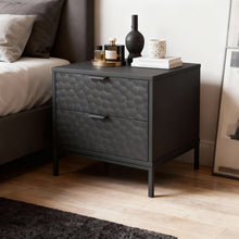 טען את התמונה לגלריה , שידת לילה יוקרתית עם 2 מגירות רחבות צבע שחור