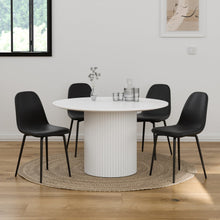 טען את התמונה לגלריה , רביעית כיסאות פינת אוכל דמוי עור תעשייתי שחור