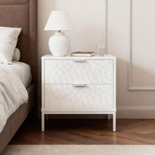 טען את התמונה לגלריה , שידת לילה יוקרתית עם 2 מגירות רחבות צבע לבן