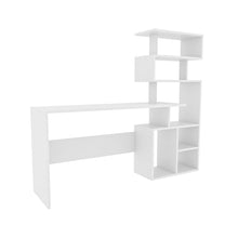 טען את התמונה לגלריה , שולחן עבודה פונקציונאלי כולל ספריה צבע לבן