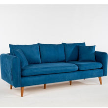 טען את התמונה לגלריה , ספה תלת מושבית בצבע כחול