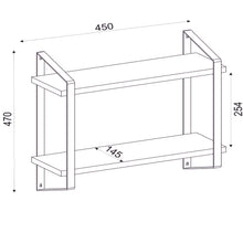 טען את התמונה לגלריה , יחידת מדפים דו מדפית מעוצבת לתליה - מידות