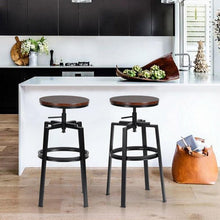 טען את התמונה לגלריה , זוג כיסאות בר איכותיים בצבע חום אגוז