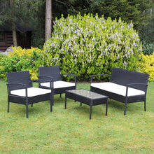 טען את התמונה לגלריה , סט ריהוט גינה המורכב משולחן קפה, זוג כורסאות יחיד וכורסא דו מושבית