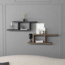 טען את התמונה לגלריה , זוג מדפים מעוצבים פחם ואגוז