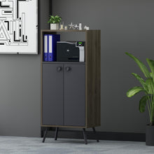 טען את התמונה לגלריה , ארונית אחסון בעיצוב מינימליסטי ונקי פחם אגוז