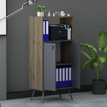 טען את התמונה לגלריה , ארונית אחסון בעיצוב מינימליסטי ונקי פחם אגוז פתוחה