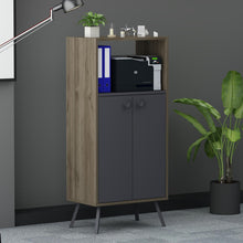 טען את התמונה לגלריה , ארונית אחסון בעיצוב מינימליסטי ונקי פחם אגוז
