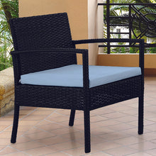 טען את התמונה לגלריה , סט ריהוט גן מצופה ראטן סינטטי איכותי בצבע שחור כהה