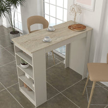 טען את התמונה לגלריה , שולחן בר פונקציונאלי בקרם אבן עם משטח דמוי שיש