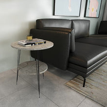 טען את התמונה לגלריה , שולחן צד לסלון מודרני בעל שני מדפים ורגלי מתכת מעוצבות