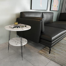 טען את התמונה לגלריה , שולחן צד לסלון מודרני בעל שני מדפים ורגלי מתכת מעוצבות