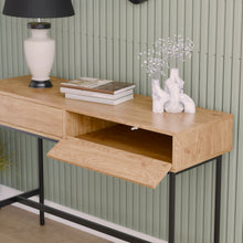 טען את התמונה לגלריה , קונסולת כניסה מרהיבה בצבע אלון מגירה פתוחה