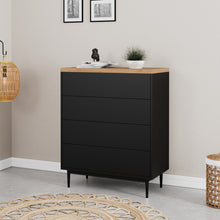 טען את התמונה לגלריה , שידת קומודה ארבע מגירות אלון שחור