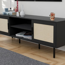 טען את התמונה לגלריה , מזנון לסלון המשלב דלתות מודרניות צבע שחור מבט מקרוב