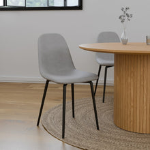 טען את התמונה לגלריה , כיסא לפינת אוכל דמוי עור תעשייתי אפור