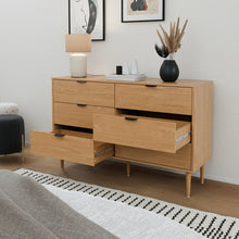 טען את התמונה לגלריה , קומודה שש מגירות אלון מגירות פתוחות