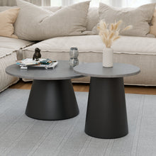 טען את התמונה לגלריה , זוג שולחנות מודרניים בצבע אפור בטון