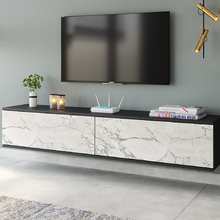 טען את התמונה לגלריה , מזנון מרחף בעיצוב מודרני בעל שני תאי אחסון גדולים