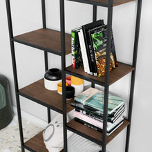 טען את התמונה לגלריה , ספריה מודרנית מדורגת לעיצוב הבית אגוז שחור מבט מקרוב