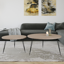 טען את התמונה לגלריה , זוג שולחנות סלון מודרניים עם רגלי מתכת