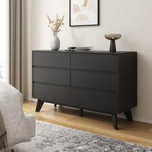 טען את התמונה לגלריה , קומודת שש מגירות מודרנית בשחור