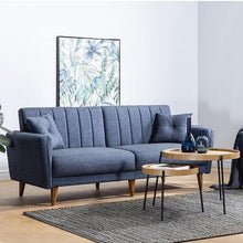 טען את התמונה לגלריה , ספה נפתחת תלת מושבית בכחול