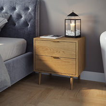 טען את התמונה לגלריה , זוג שידות לילה מודרניות ואלגנטיות באלון