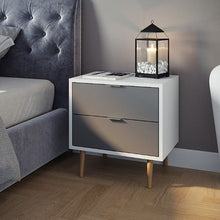 טען את התמונה לגלריה , שידת צד בצבע לבן מגירות באפור