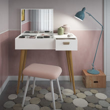 טען את התמונה לגלריה , שידת איפור סקנדינבית כולל מראה מתקפלת