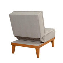 טען את התמונה לגלריה , כורסא מעוצבת נפתחת בצבע קרם מבט מאחור