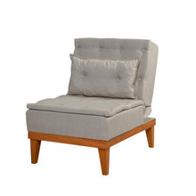 טען את התמונה לגלריה , כורסא מעוצבת נפתחת בצבע קרם